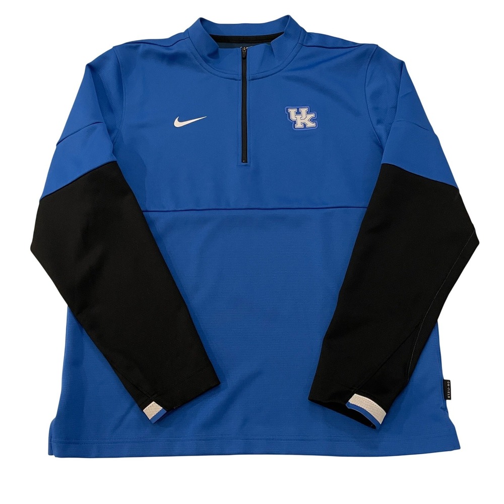 Nike Kentucky Wildcats Mens Medium Dri-FIT Quarter Zip Pullover Blue Black UK